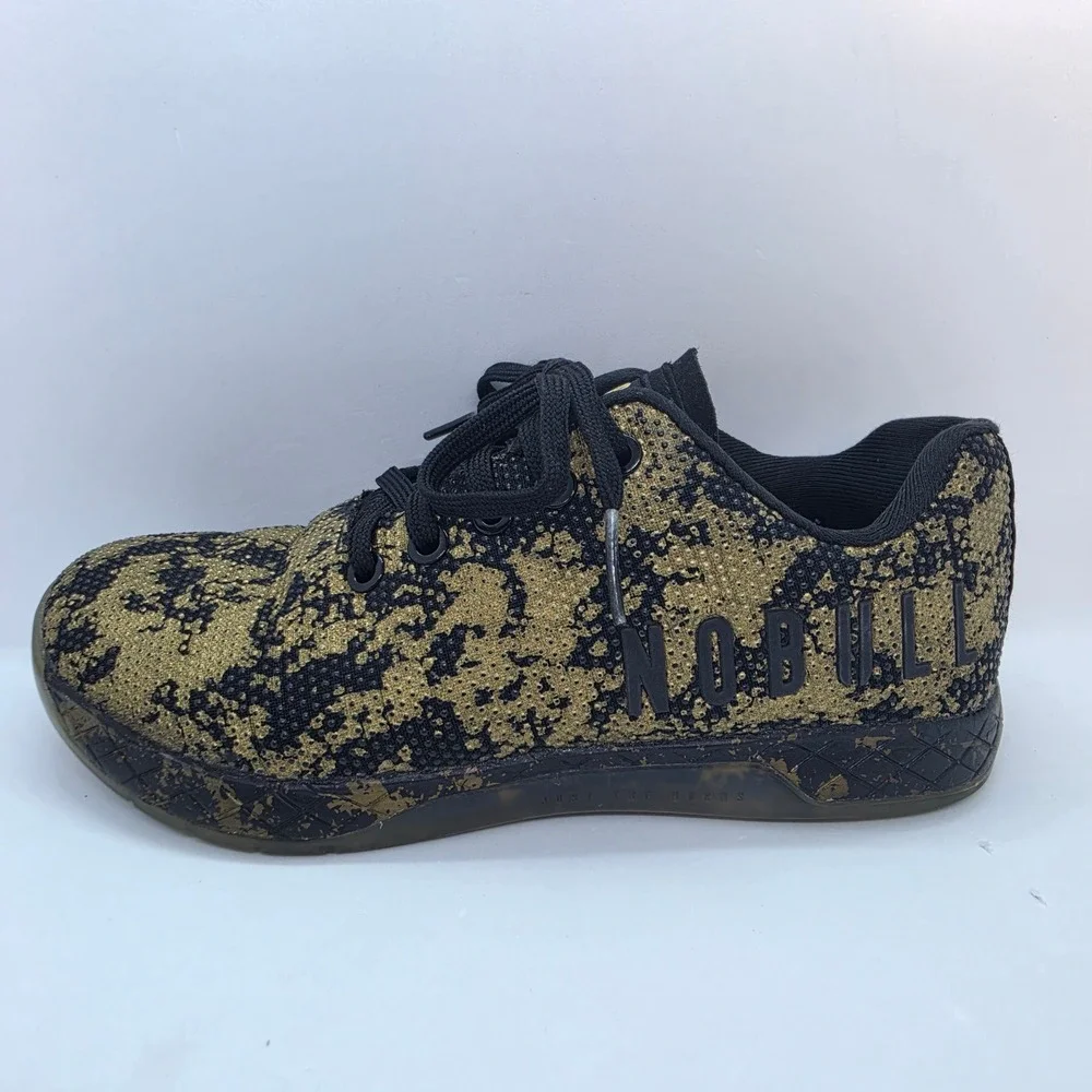NOBULL Trainer Gold Splatter Black Training Shoes Mens 5 Womens 6.5